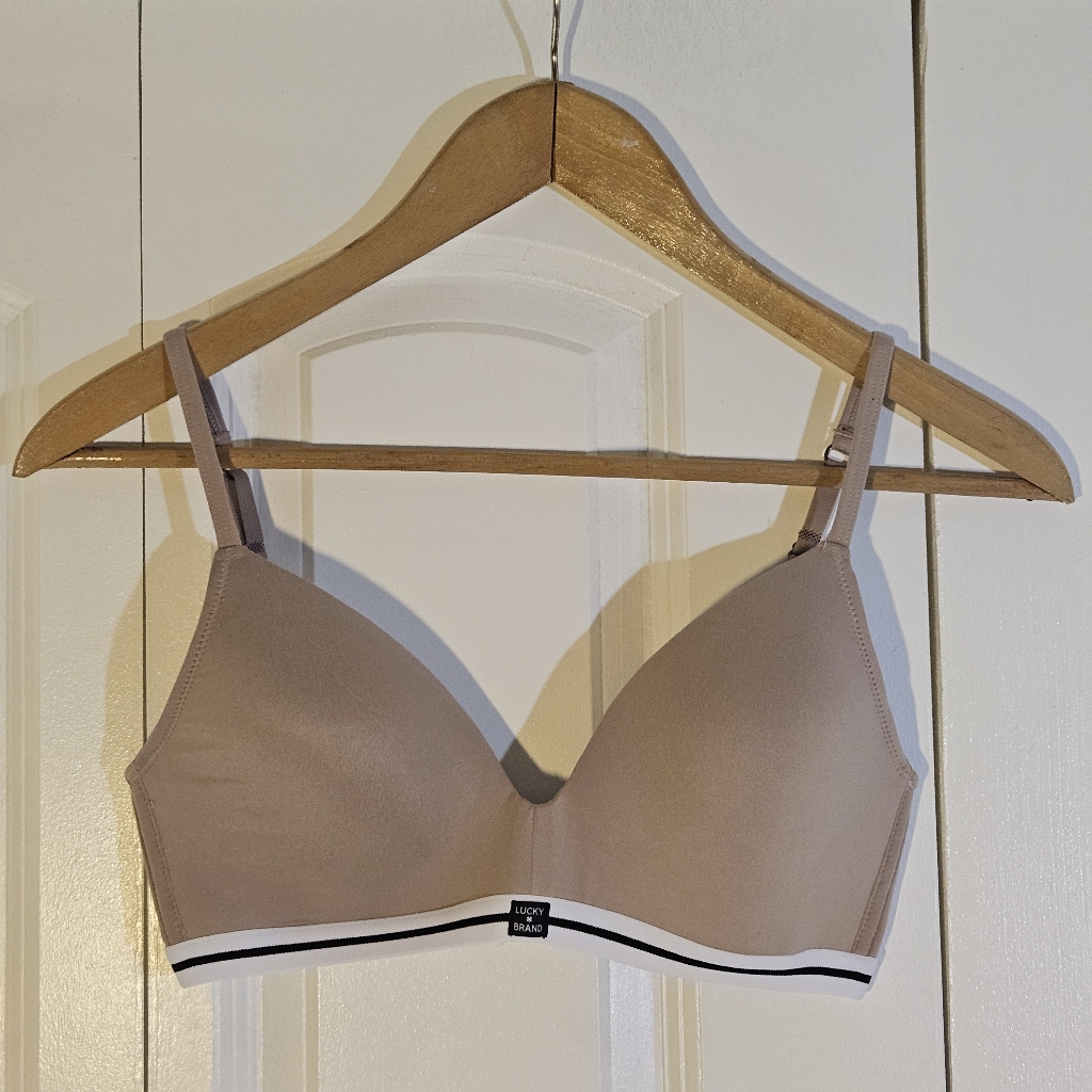 Lucky Brand Beige Wireless Bra With White  Black Trim